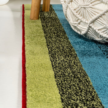 Retro Rainbow Contemporary Stripe Area Rug